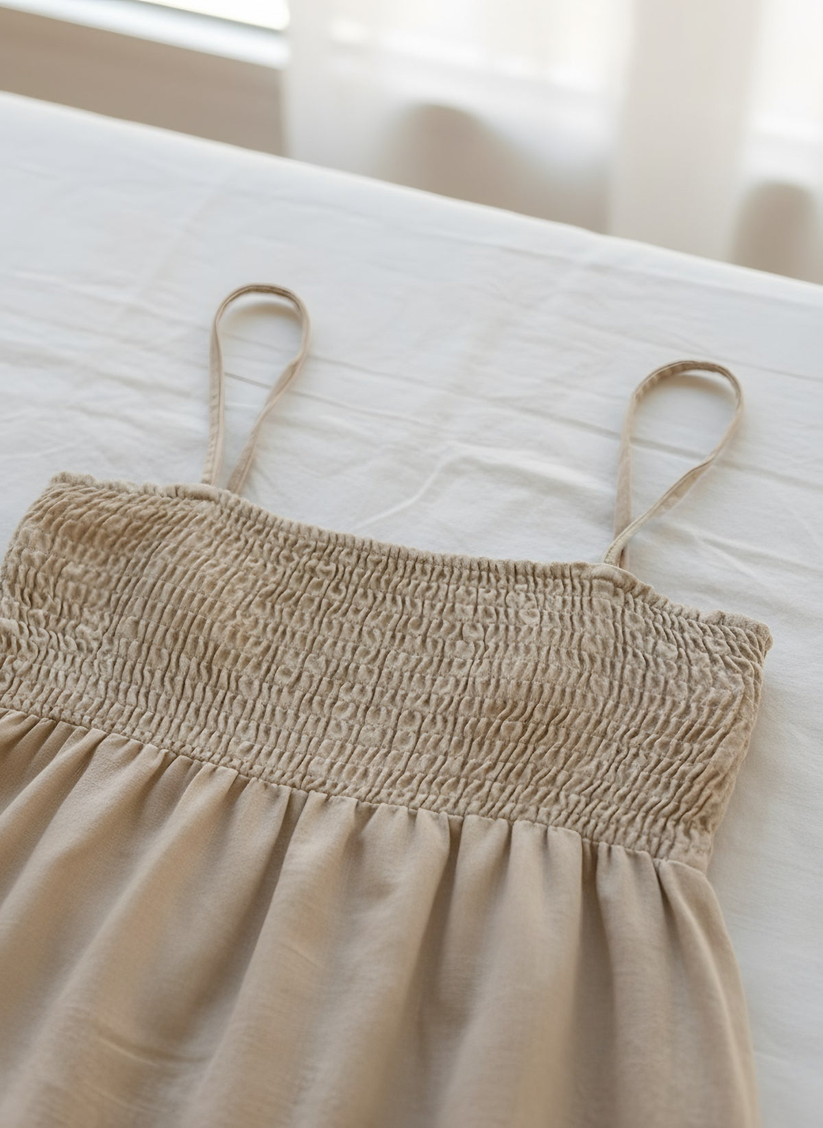Women's Linen Midi Dress, fabric and neckline detail, Molly's Atelier